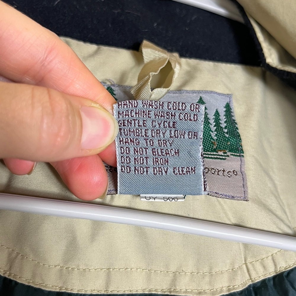 Vintage EMS Goose Down Parka XXL Hooded Beige Green Y2K Ski Winter Outerwear - Picture 9 of 16